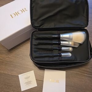 Dior Makeup Brush Set in Black with Silver Handles